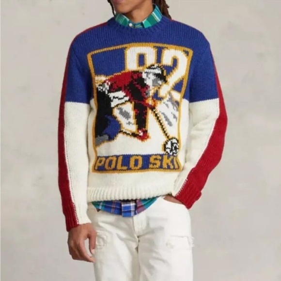 POLO RALPH LAUREN Polo Ski 92” Wool Blend Chunky Crewneck Sweater Size XXL NEW - Picture 1 of 9